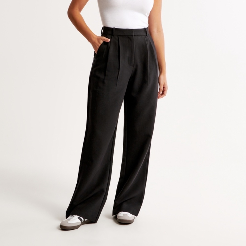 Abercrombie Tailored Wide Leg Pant Dark Brown